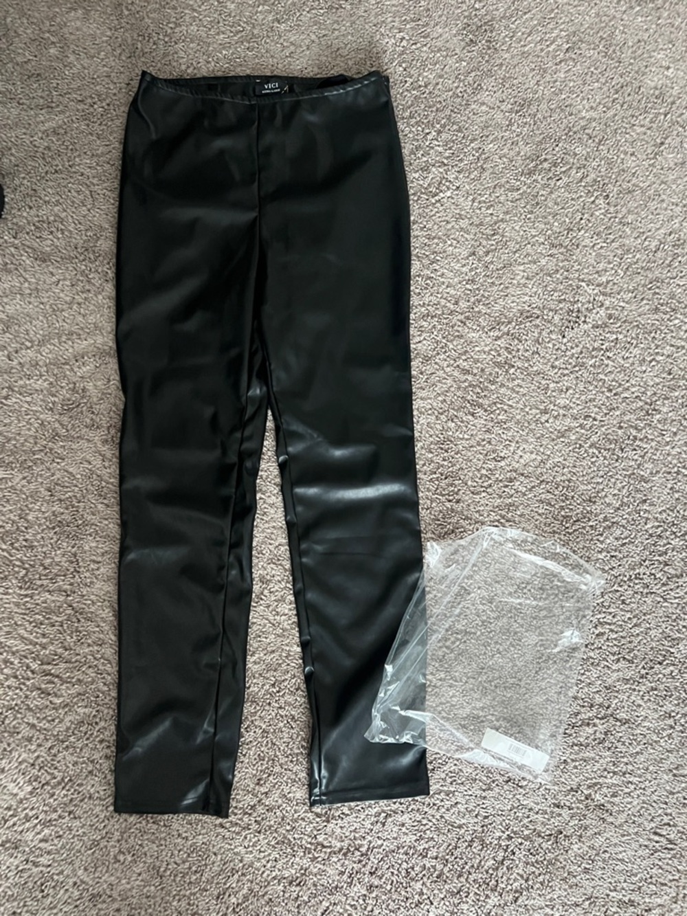VICI Black Faux Leather High-Rise Leggings